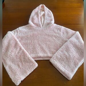 Fluffy Pink Crop Hoodie